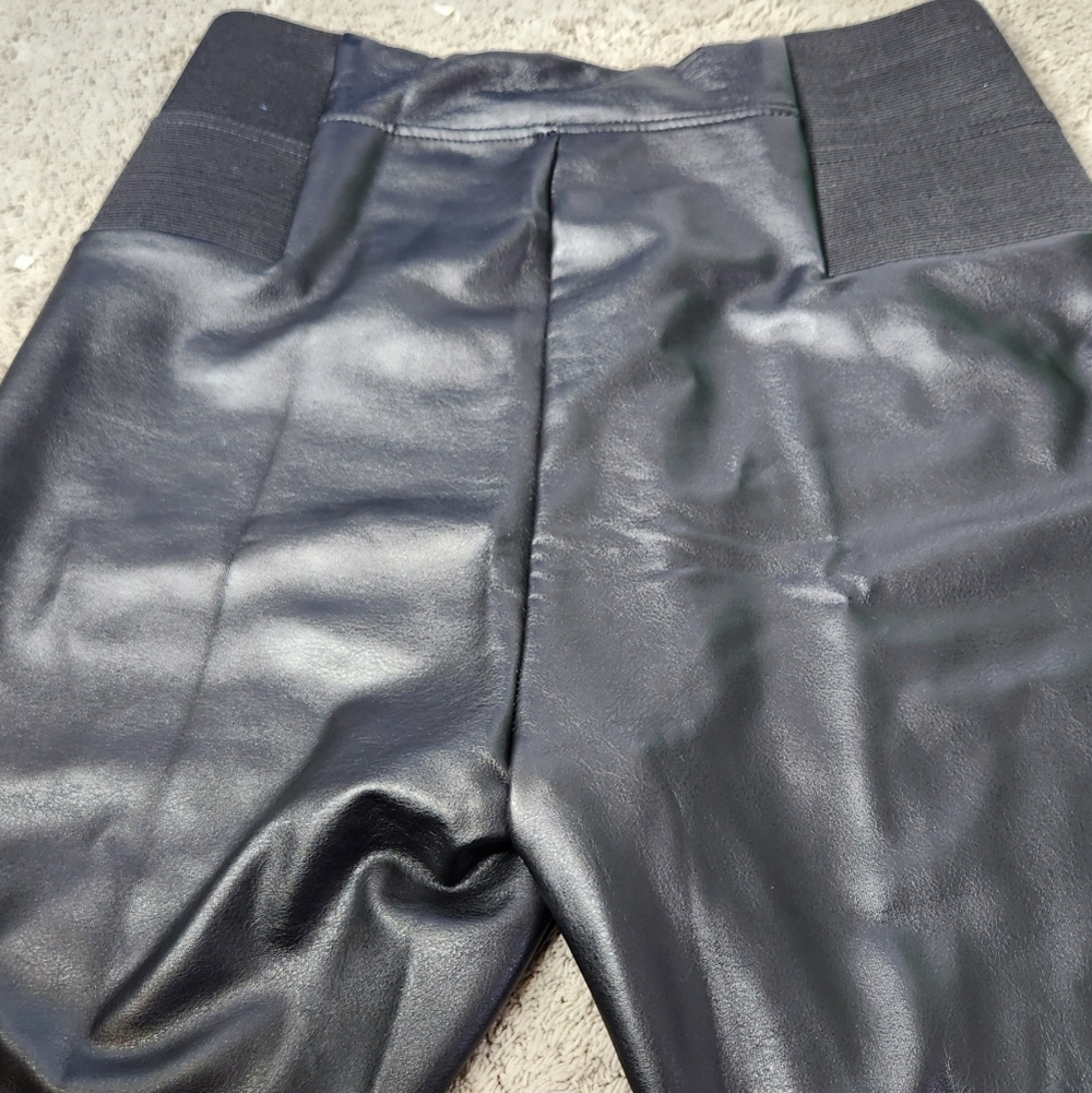 Women's High Waisted Faux Leather Leggings - A New Day Black S - Picture 6 of 13